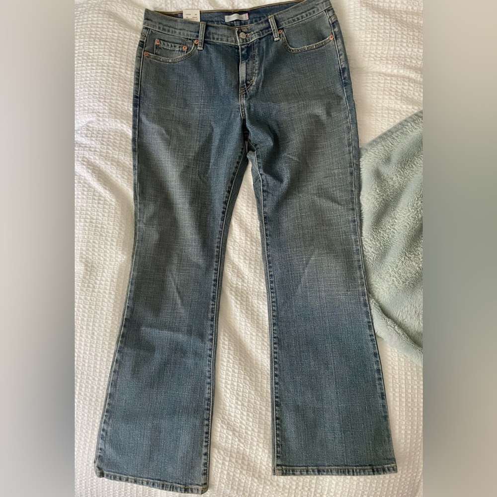 Levi's Blue Boot Cut Jeans with Stretch and Faded Wash